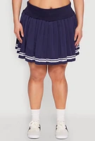 Womens Plus Varsity Stripe Pleated Skirt,