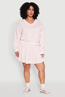 Womens Plus Size Varsity Stripe Pleated Skirt, Pink, Size 1X