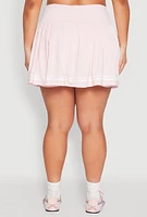 Womens Plus Size Varsity Stripe Pleated Skirt, Pink, Size 1X