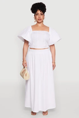 Womens Plus Poplin Maxi Skirt,
