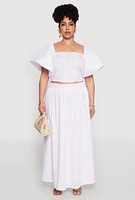 Womens Plus Size Poplin Maxi Skirt, White, Size 2X