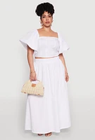 Womens Plus Size Poplin Maxi Skirt, White, Size 2X