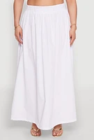 Womens Plus Size Poplin Maxi Skirt, White, Size 2X