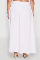 Womens Plus Size Poplin Maxi Skirt, White, Size 2X
