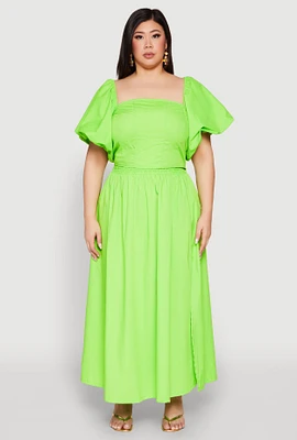 Womens Plus Poplin Maxi Skirt,