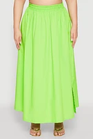Womens Plus Poplin Maxi Skirt,