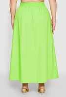 Womens Plus Poplin Maxi Skirt,