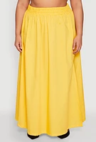 Womens Plus Size Poplin Maxi Skirt, Yellow, Size 2X