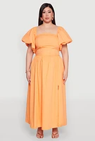 Womens Plus Poplin Maxi Skirt, 2X