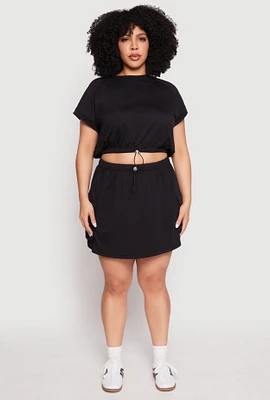 Womens Plus Size Almost Famous Toggle Drawstring Cargo Skirt, Black, Size 3X