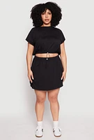 Womens Plus Size Almost Famous Toggle Drawstring Cargo Skirt, Black, Size 3X