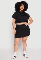 Womens Plus Size Almost Famous Toggle Drawstring Cargo Skirt, Black, Size 3X