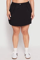 Womens Plus Size Almost Famous Toggle Drawstring Cargo Skirt, Black, Size 3X