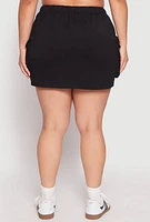 Womens Plus Size Almost Famous Toggle Drawstring Cargo Skirt, Black, Size 3X