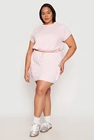 Womens Plus Size Almost Famous Toggle Drawstring Cargo Skirt, Pink, Size 3X