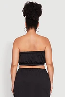 Womens Plus Size Almost Famous Toggle Drawstring Bandeau Top, Black, Size 1X