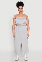 Womens Plus Size Almost Famous Toggle Drawstring Bandeau Top, Grey, Size 2X