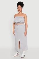 Womens Plus Size Almost Famous Toggle Drawstring Bandeau Top, Grey, Size 2X