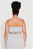 Womens Plus Size Almost Famous Toggle Drawstring Bandeau Top, Grey, Size 2X