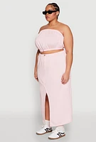 Womens Plus Size Almost Famous Toggle Drawstring Bandeau Top, Pink, Size 1X