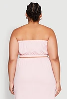 Womens Plus Size Almost Famous Toggle Drawstring Bandeau Top, Pink, Size 1X