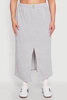 Womens Plus Size Almost Famous Fleece Maxi Cargo Skirt, Grey, Size 3X