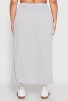 Womens Plus Size Almost Famous Fleece Maxi Cargo Skirt, Grey, Size 3X