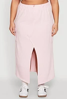 Womens Plus Size Almost Famous Fleece Maxi Cargo Skirt, Pink, Size 1X