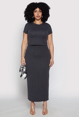 Womens Plus Almost Famous Ribbed Knit Skirt, 1X