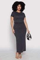 Womens Plus Almost Famous Ribbed Knit Skirt, 1X