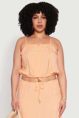 Womens Plus Size Almost Famous Cropped Cami, Orange, Size 3X