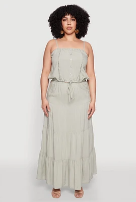 Womens Plus Size Almost Famous Tiered Skirt, Green, Size 2X