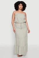 Womens Plus Size Almost Famous Tiered Skirt, Green, Size 2X
