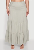 Womens Plus Size Almost Famous Tiered Skirt, Green, Size 2X