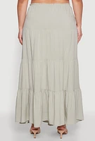 Womens Plus Size Almost Famous Tiered Skirt, Green, Size 2X