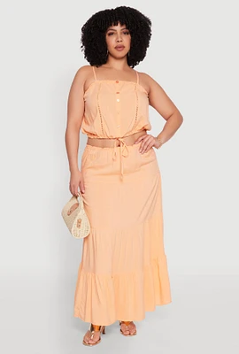 Womens Plus Size Almost Famous Tiered Skirt, Orange, Size 2X