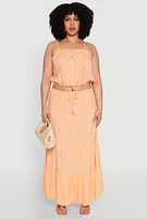 Womens Plus Size Almost Famous Tiered Skirt, Orange, Size 2X