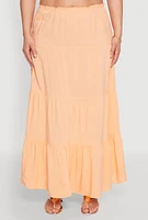 Womens Plus Size Almost Famous Tiered Skirt, Orange, Size 2X