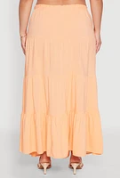 Womens Plus Size Almost Famous Tiered Skirt, Orange, Size 2X