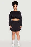 Womens Plus Almost Famous Long Sleeve Cropped Sweatshirt, 1X