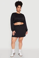 Womens Plus Almost Famous Long Sleeve Cropped Sweatshirt, Black,