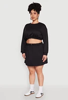 Womens Plus Almost Famous Long Sleeve Cropped Sweatshirt, 1X