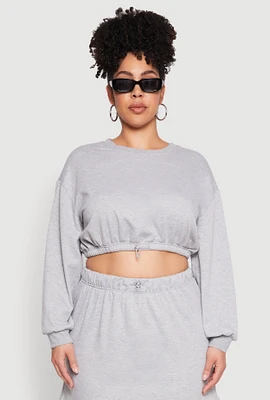 Womens Plus Almost Famous Long Sleeve Cropped Sweatshirt,