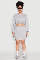 Womens Plus Size Almost Famous Long Sleeve Cropped Sweatshirt, Grey, Size 1X