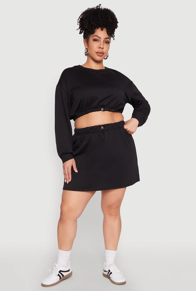 Womens Plus Size Almost Famous High Waisted Fleece Skirt, Black, Size 2X