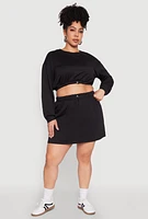 Womens Plus Size Almost Famous High Waisted Fleece Skirt, Black, Size 2X