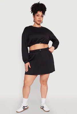 Womens Plus Size Almost Famous High Waisted Fleece Skirt, Black, Size 1X