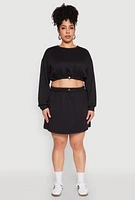 Womens Plus Size Almost Famous High Waisted Fleece Skirt, Black, Size 2X