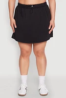 Womens Plus Size Almost Famous High Waisted Fleece Skirt, Black, Size 2X