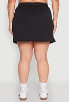 Womens Plus Size Almost Famous High Waisted Fleece Skirt, Black, Size 2X